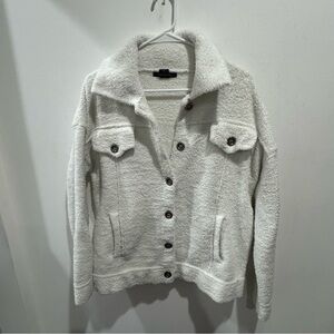 Tahari Off-White Teddy Button Jacket